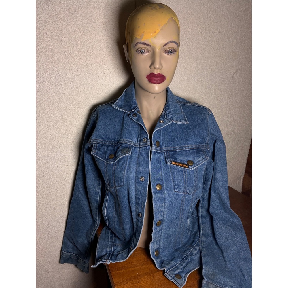 Saddle King Denim Trucker Jacket Youth M Blue Good Western Key Vintage Style